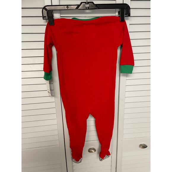 Carter's 1 piece fleece footed red green reindeer pajamas baby size 18 months - Picture 2 of 5